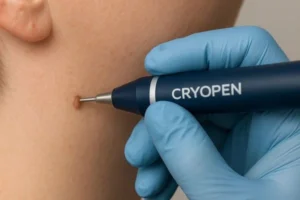Person receiving skin tag removal East Grinstead